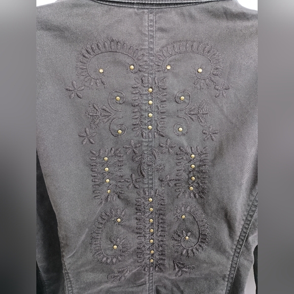 Chico's Denim Western Jacket Brown Embroidered Studded Denim Boho(#1,343)(C) - Picture 8 of 11